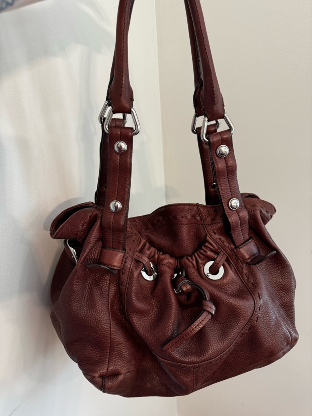 B makowsky brown leather hobo shoulder bag